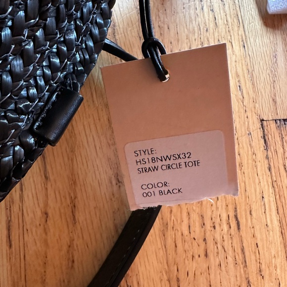 NWT Rebecca Minkoff Black Straw Circle Tote crossbody strap - Picture 10 of 10